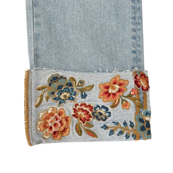 DRIFTWOOD Colette Embroidered Floral Cuff Jeans Size 10 - Picture 3 of 9